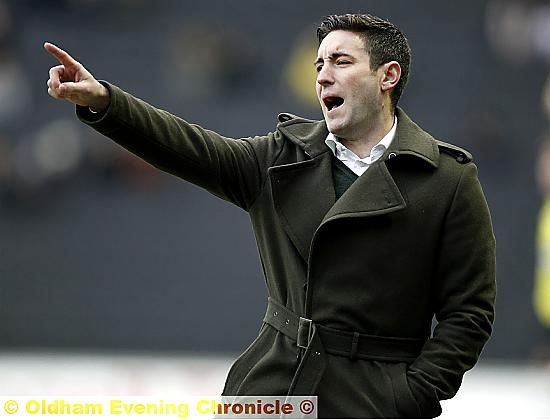 FRUSTRATION . . . Lee Johnson shows his feelings during the game at MK Dons. 
