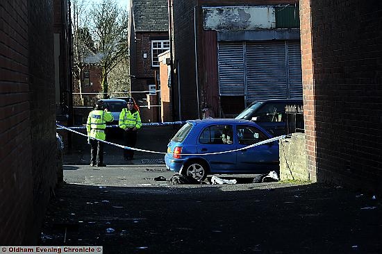 Police at Brompton Street, Glodwick - sealed off after man found collapsed 

