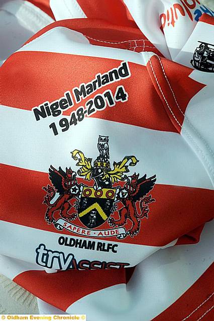 The late Nigel Marland Oldham Rugby's former programme editor has his name on 2014 Seasons Shirt  

