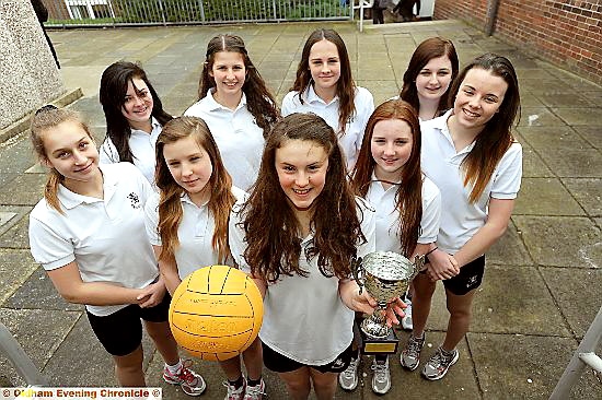 SPLASH HITS: Crompton House national water polo champions Isabel Larder (left), Katie Smith, Lucy Thomas, Rachel Milligan, Anna Lord, Emily Kay, Roisin Campbell-O'Donnell, Piers Hannibal and Niamh Campbell-O'Donnell. 
