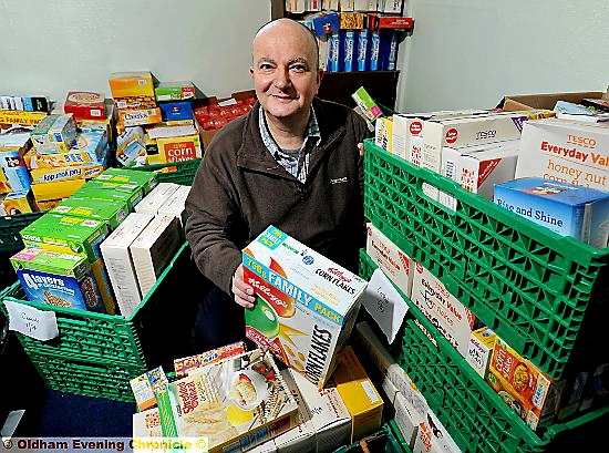 MASSIVE increase . . . Oldham Foodbank manager Andrew Barr 
