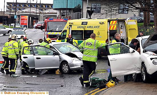 APRIL 7, 2014: ANother accident at the Waterloo Street- Rhodes Bank junction. PHOTO BY DARREN ROBINSON 