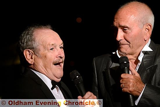 Tommy Cannon and Bobby Ball in full comic flow 
