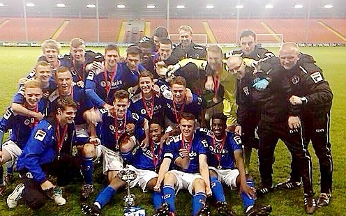 CUP OF JOY: Athletic’s under-18s celebrate their cup success. 
