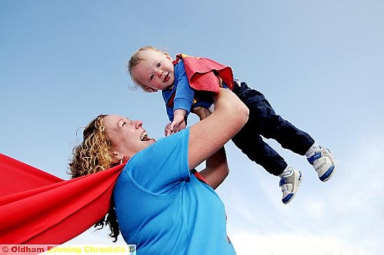 Lisa Lane and son Davey-Jay Lane, (13m), dressed as Supergirl and Superboy in memory of husband and dad David Lane  

