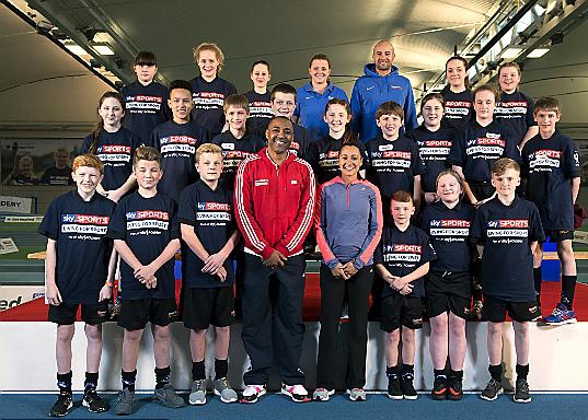 MIXING with the stars . . . Failsworth School pupils meet Darren Campbell and Jessica Ennis-Hill 
