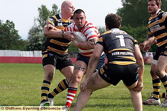 COMING THROUGH: Brett Robinson had his best game in an Oldham shirt against York City Knights. 
