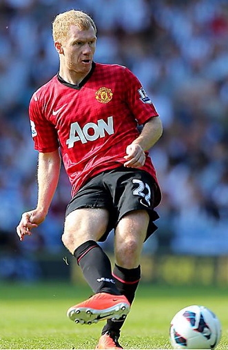 ON the ball . . . Paul Scholes who will be lining up against Oldham’s boys in blue