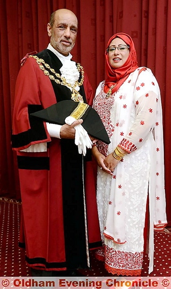 Oldham Mayor Councillor Fida Hussain and his wife Tanvir.