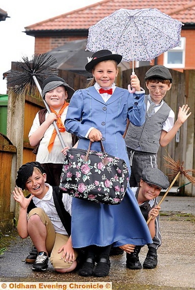 ALL smiles: from the Bethell Cubs float are Mary Poppins played by Chloe Bennett with sweeps (from left) Mason Lea, Callum Martin, Luke Marriott and Sophie Kelsall. 