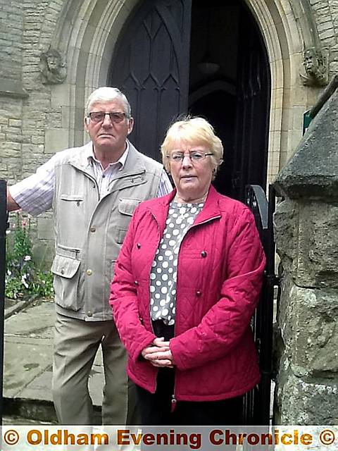 Cllr Val Sedgwick with Roy Atkinson, church warden at St Thomas the Apostle Church, Leesfield.