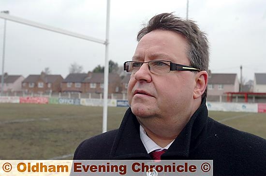 Despairing... Oldham Rugby League chairman Chris Hamilton. 
