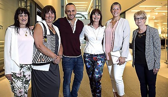 Christie at Oldham cancer patients given confidence-boosting personal makeovers by TV celebrity stylist Mark Heyes

From left to right – Kath Howarth, Ann McIlwraith, Mark Heyes, Valerie Driver, Jane Clark and Tricia Hooson.
