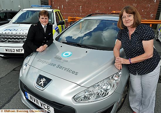 Chief Supt Caroline Ball and Councillor Barbara Brownridge with one of the first response vehicles