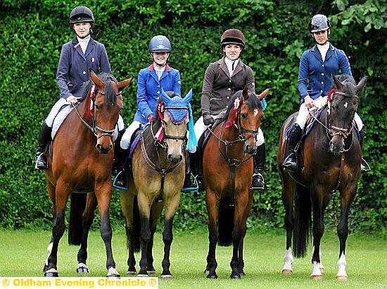 HULME ON A HIGH: the equestrian team on their horses are (left to right): Molly Ditchfield, Kiarra Hulme, Katy Rothwell and Freya Scott. 