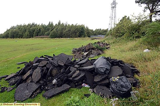 Mess left by travellers after leaving their site on Oldham Edge
