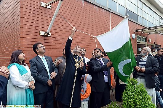 Pakistani Independence Day celebrated at the Pakistani Community Centre. Flag raised by the Mayor Cllr. Fida Hussain.