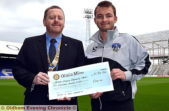 President John Walkden visited SportsDirect.com Park to present the donation to Oldham Athletic Community Trust.

Martin Vose, OACT participation manager, said: “It’s a fantastic gesture from the Oldham Metro Rotary Club to help us purchase new futsals. 