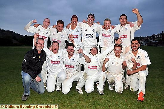 WHAT A CELEBRATION . . . Uppermill are all smiles following their Twenty20 triumph. 