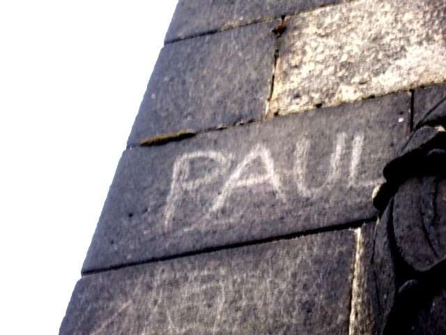 One of several defacements on the memorial