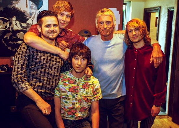 MOD LEGEND . . . the Gramotones with Paul Weller. They are, from left, Ryan Comac, James Cardus, Sid Cooper, Weller and Jake Fletcher. 