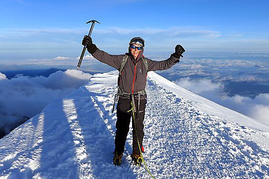 SCALING the summit . . . Richard reaches the top of Mont Blanc