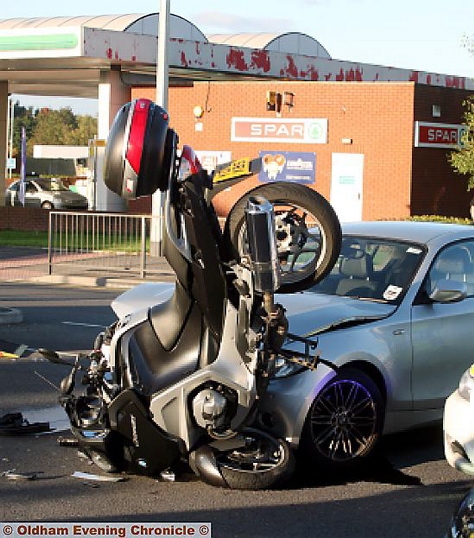 This accident resulted in the motorcycle rider being rushed to hospital