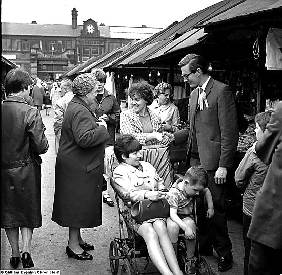 Michael Meacher getting to know the voters on Tommyfield Market in 1968