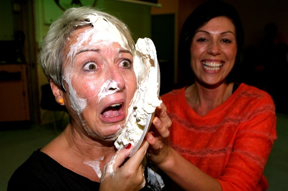 CHUCKING a custard pie at the boss is something many people would love to do. And the honour went to teacher Emma Hamnett after she bid highest to splat Kingfisher head teacher Anne Redmond. The Big Splat event raised £130 in pledges for the school’s new hydrotherapy pool.