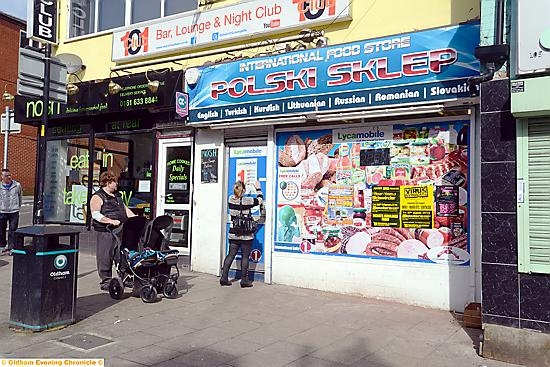 RAIDED . . . the Polish Food Store on Yorkshire Street was one of two shops targeted by police who uncovered stockpiles of illegal cigarettes and tobacco