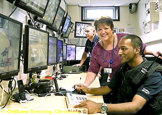 STAFF safety (from left): security officers Tony Robinson and Dee Hussein with Glynis Jones (local security management specialist at the Pennine Acute Hospitals NHS Trust) 