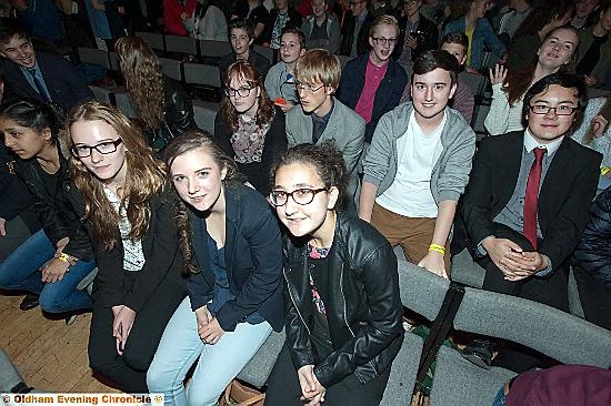 THRILLED . . . sixth formers at last night’s lecture