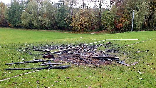 Oldham Council is appealing to the local community for information after vandals badly damaged a pitch and goalposts at the newly refurbished Crossley Playing Fields.