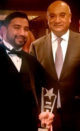 Irfan Khalil of Kebabalicious with presenter Keith Vaz (right).