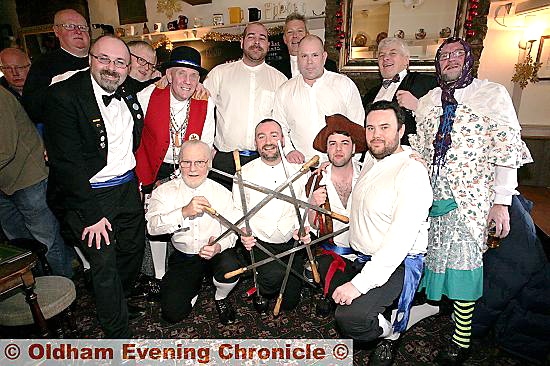 Saddleworth Morris Men on their annual Christmas tour at The Wellington, in Greenfield