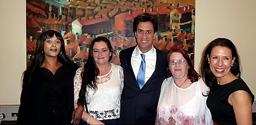LOCAL heroes: from left, FCHO employee Charmaine Hylton, Steph Wilde, Labour leader Ed Miliband, Mariea Maguire and Debbie Abrahams