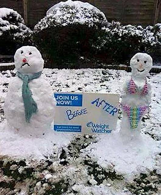 Melt away the pounds: Weight Watchers took advantage of the snow to devise a novel way to advertise its services.
