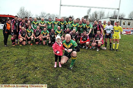 TRIBUTE: Neil Roden lines up in front of former colleagues and officials with his daughter Lyla.