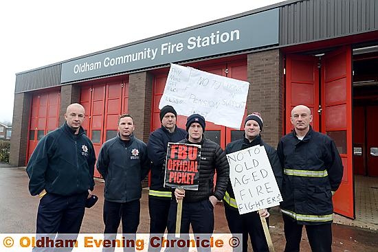 Today’s picket outside Oldham Fire Station