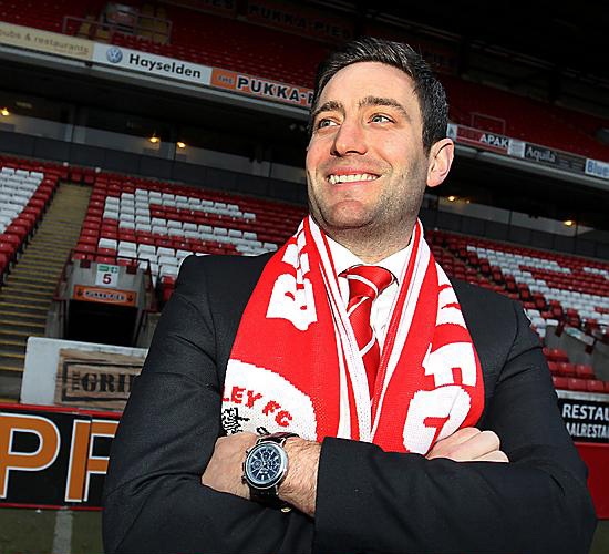 Lee Johnson at Oakwell after he was unveiled as Barnsley’s manager