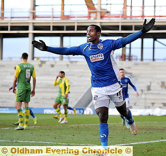 Jonathan Forte celebrates his welcome-back goal. Pictures by ALAN HOWARTH
