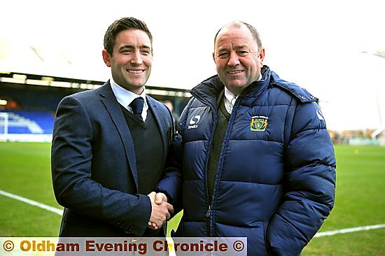 FAMILY FORTUNES: Lee Johnson welcomed dad Gary to Oldham before this season’s clash