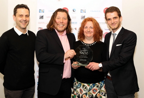 Mark Whiteley and Celia Perkins (centre) with award presenter Ian Kershaw (l) and David Crowley (r). 