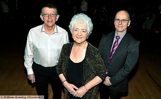 Former music centre bosses (l-r) Roger Meaden, Dr Eileen Bentley and conductor Martyn Evans.