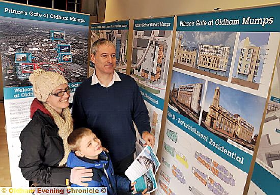 EXCITING project, Roger Firth from the council’s regeneration team explains the plans to Claire Clark and son Ben (8)