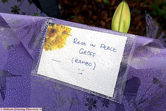 FLORAL tributes left on Geoffrey’s bench