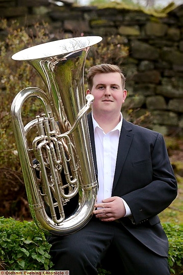 Tuba player Tommy Tynan - at 18 the youngest member of Grimethorpe Band