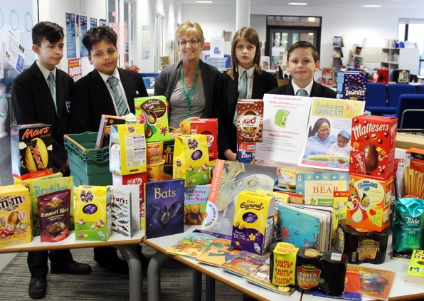 Pupils with some of the gifts they collected