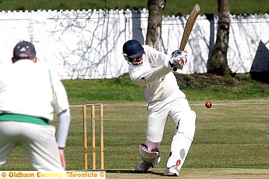 LETTING RIP: Werneth’s Saliya Saman hits out during his side’s defeat against Heyside. 