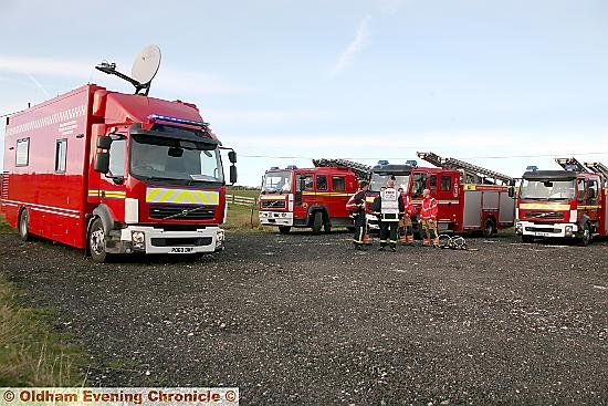 FIRE-FIGHTERS at the scene of the moorland blaze